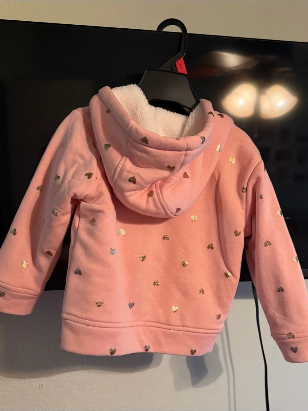wonder nation Pink Hoodie with Metallic Heart Print